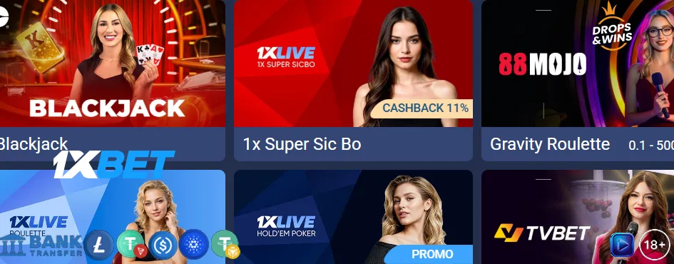 on 1xBet Live Casino Games